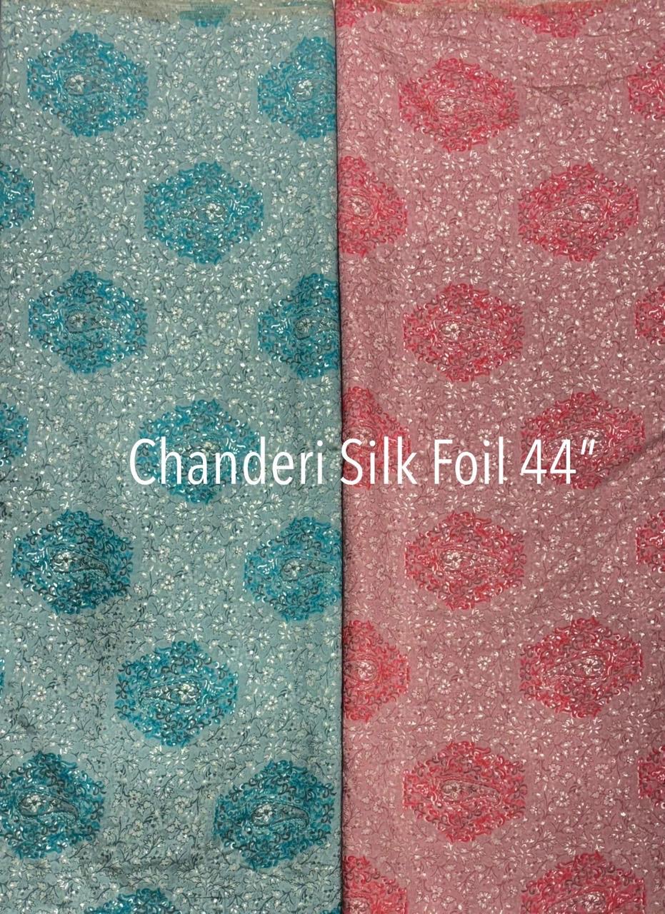 chanderi silk foil 44" floral chakra